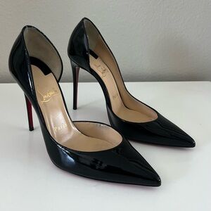 Elegant Christian Louboutin Iriza Black Patent Heels